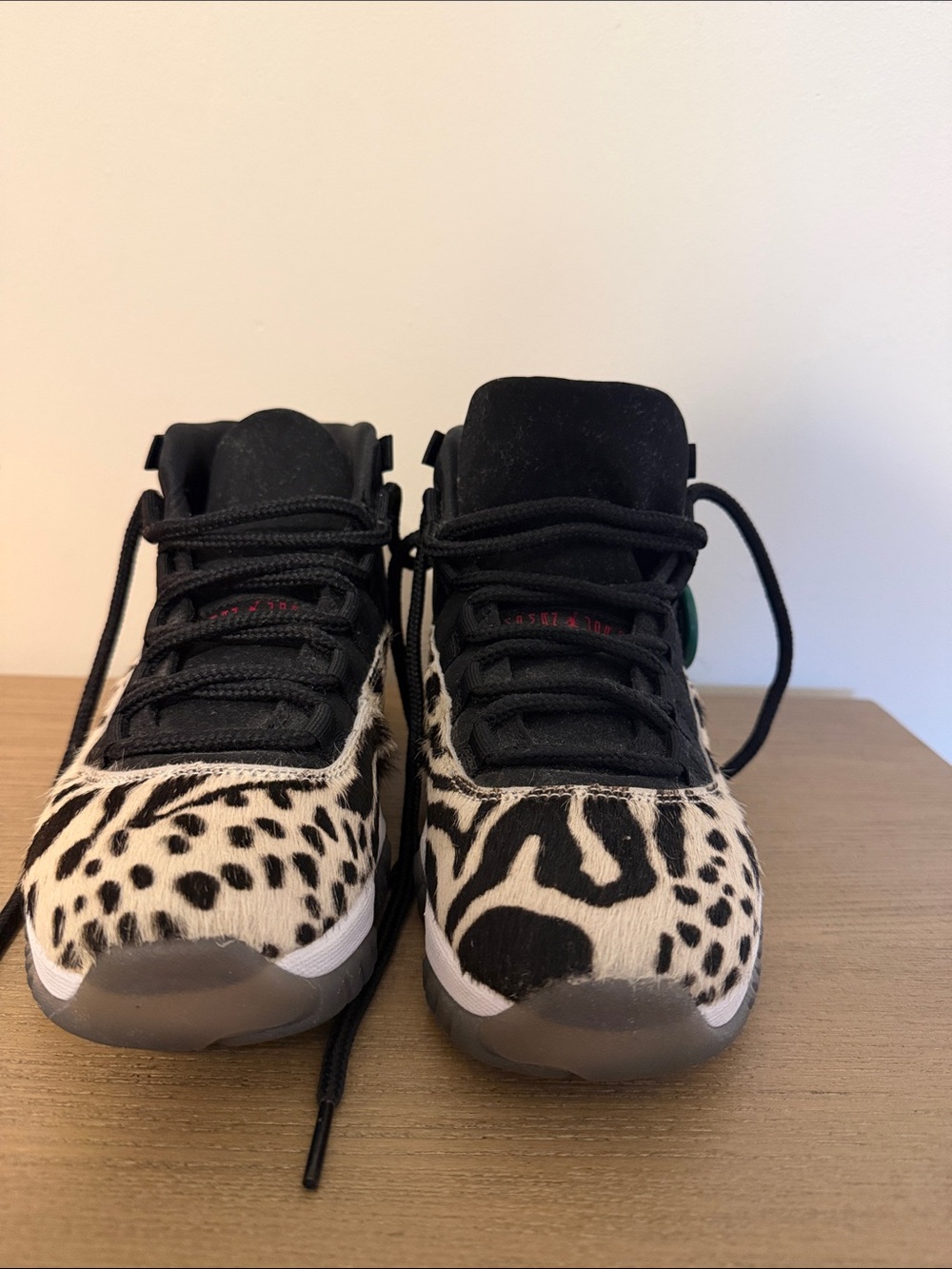 Jordan Women's Black and White Animal-Print Sneakers